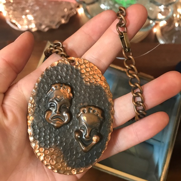 Copper Theatre 🎭 Mask Necklace - Picture 1 of 7